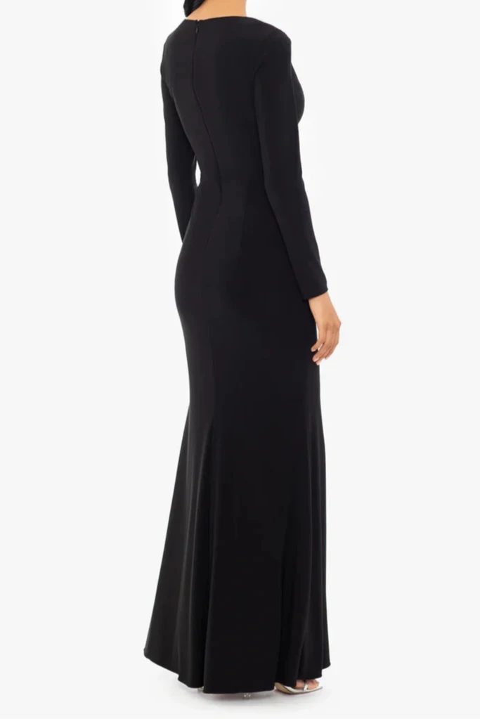 Vestido de madre de la novia, vestido de noche con escote en V, manga larga y volantes, largo hasta el suelo, para madre de la novia / Tiendas con vestidos de fiesta